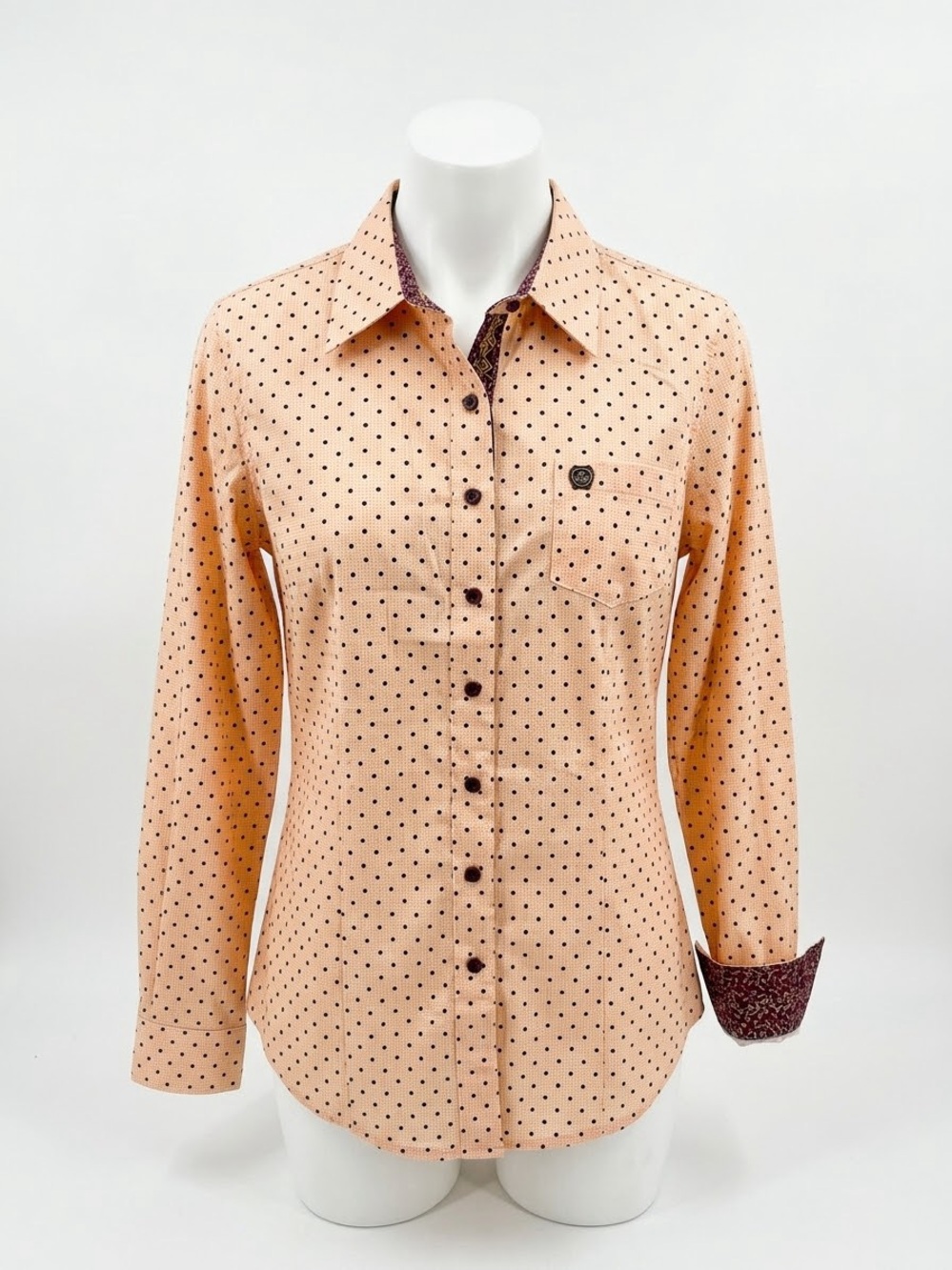 Women’s Peach Dot Button-Up Shirt